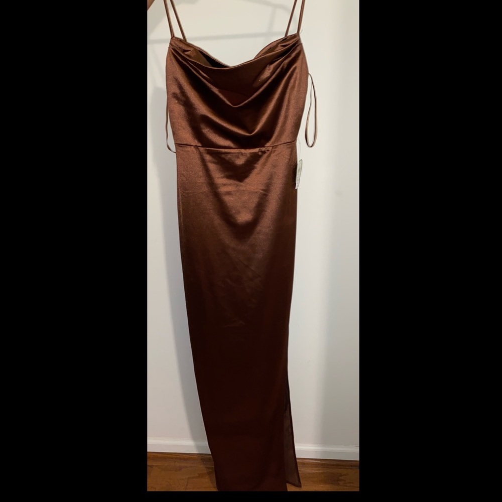 Brown silky dress